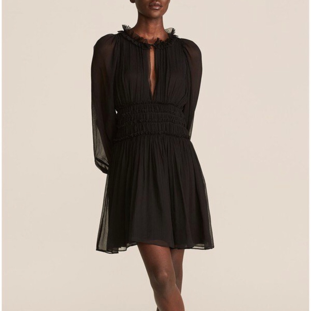 Rebecca Taylor Black Silk Chiffon Dress- Size 10 - Picture 2 of 5